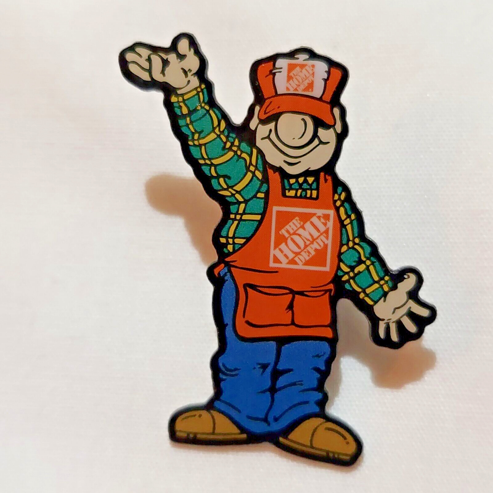 Home Depot HOMER D POE Lapel Pin Hat Jacket Apron Hello Welcome Waving Open Arms