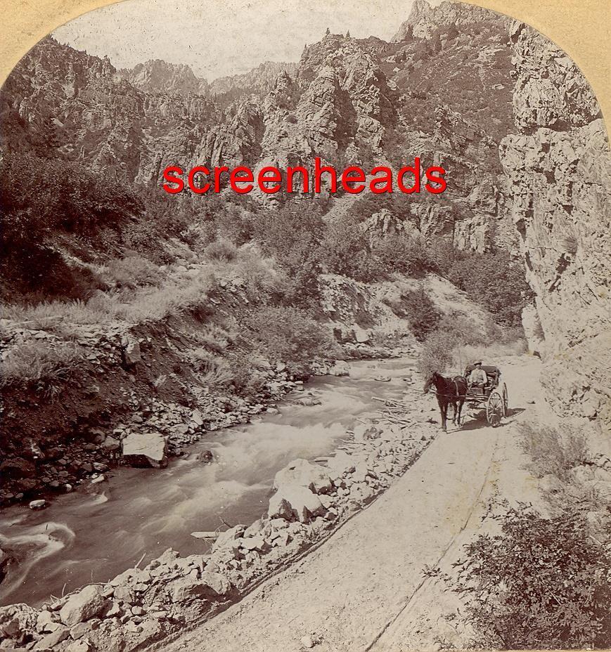 1897 STEREOVIEW PHOTO COLORADO American Fork Canyon WHITING VIEW CO.