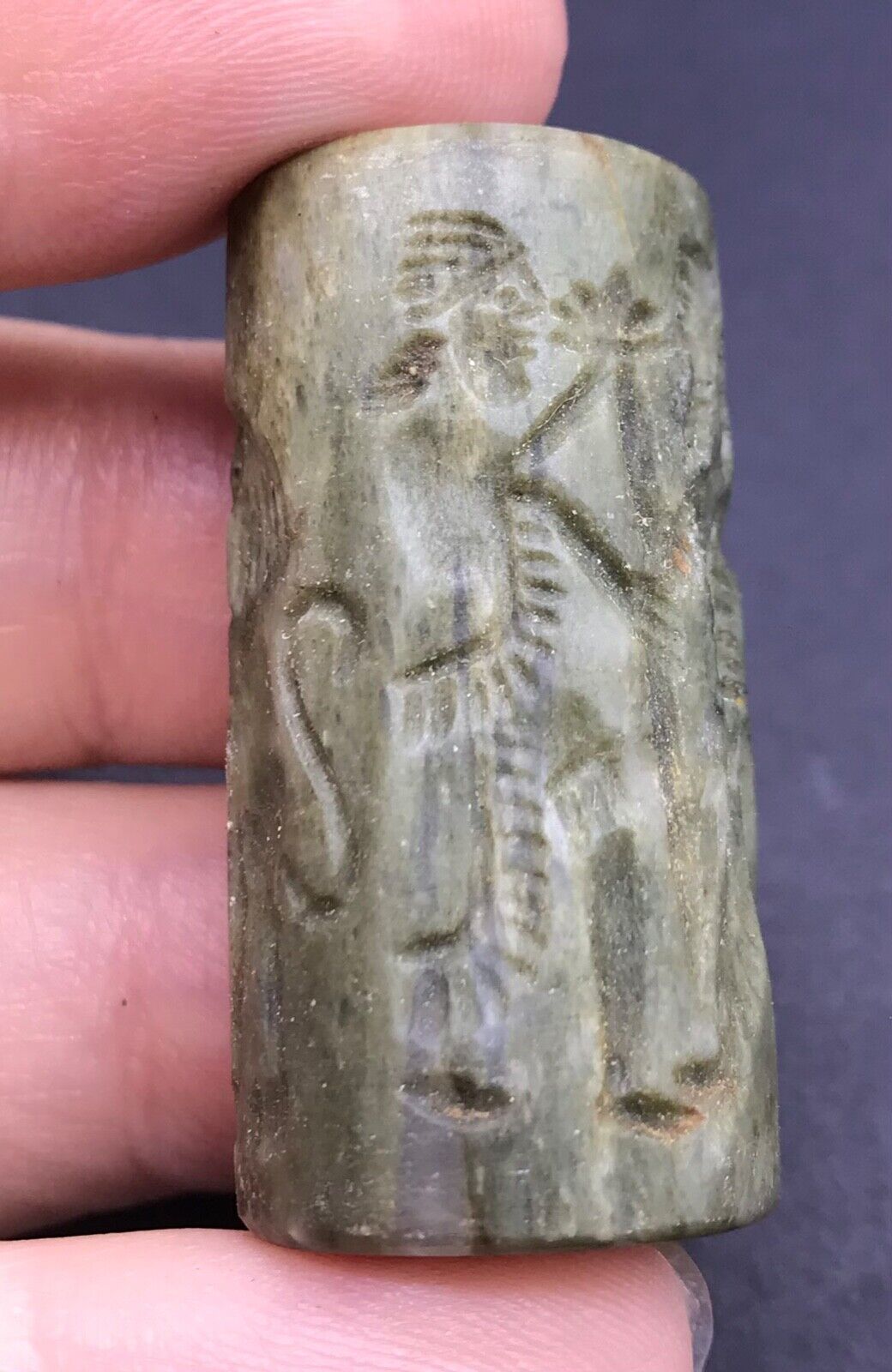 Beautiful Old Natural Jasper Stone Antique Sumerian Artifact Story Cylinder