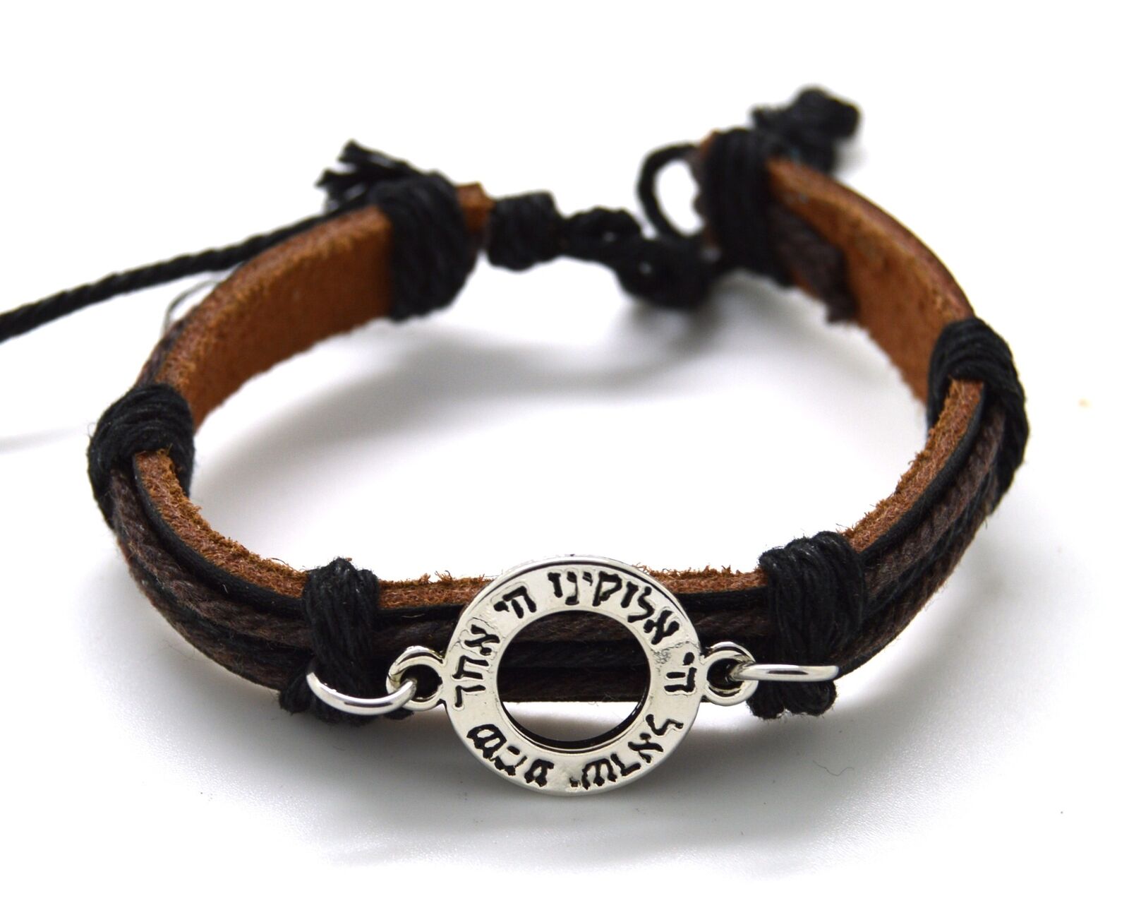 Shema Israel bracelet Leather with metal