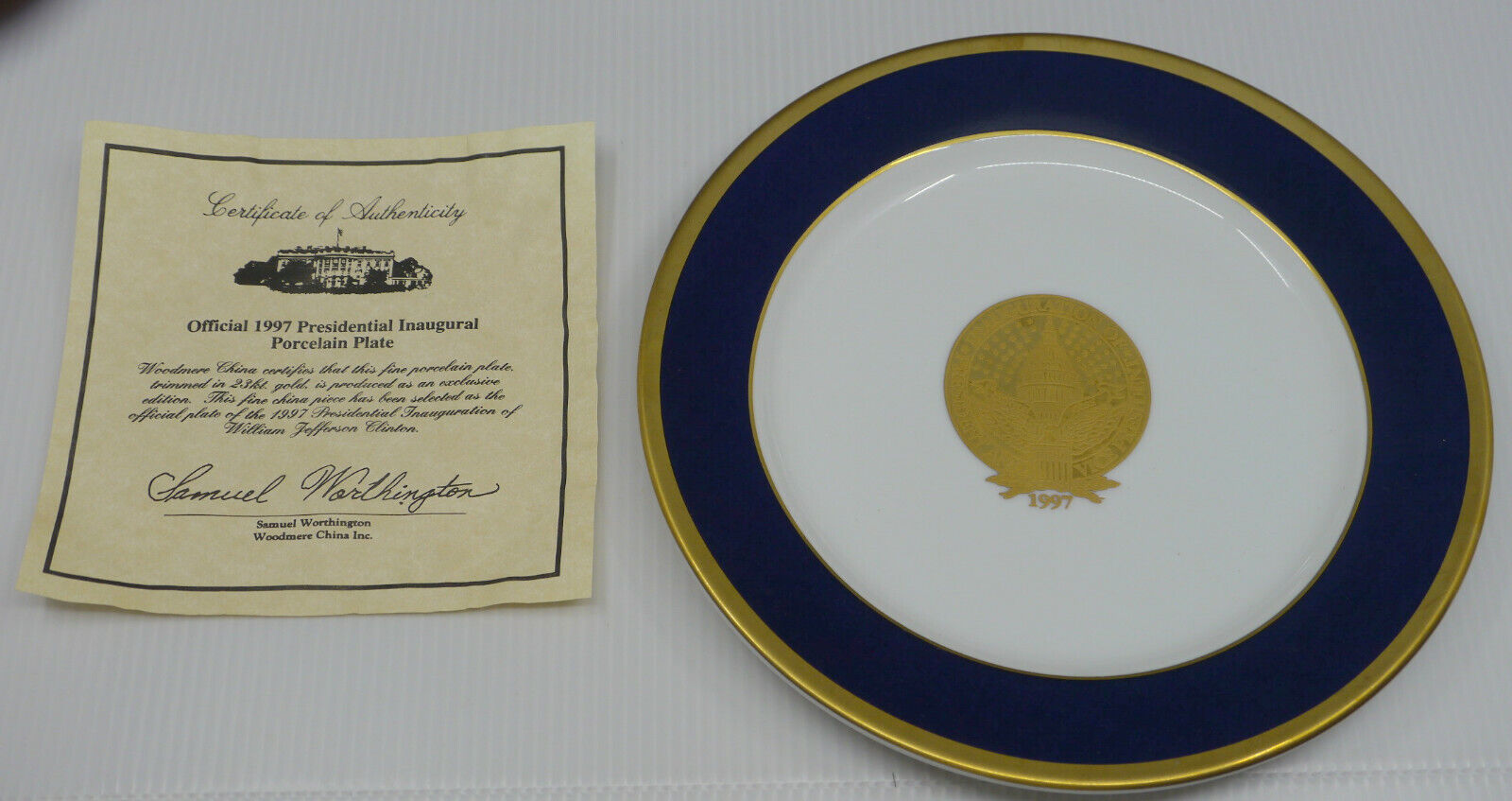 1987 BILL CLINTON PRESIDENTIAL INAUGURAL COLLECTOR PLATE, LIMITED EDITION
