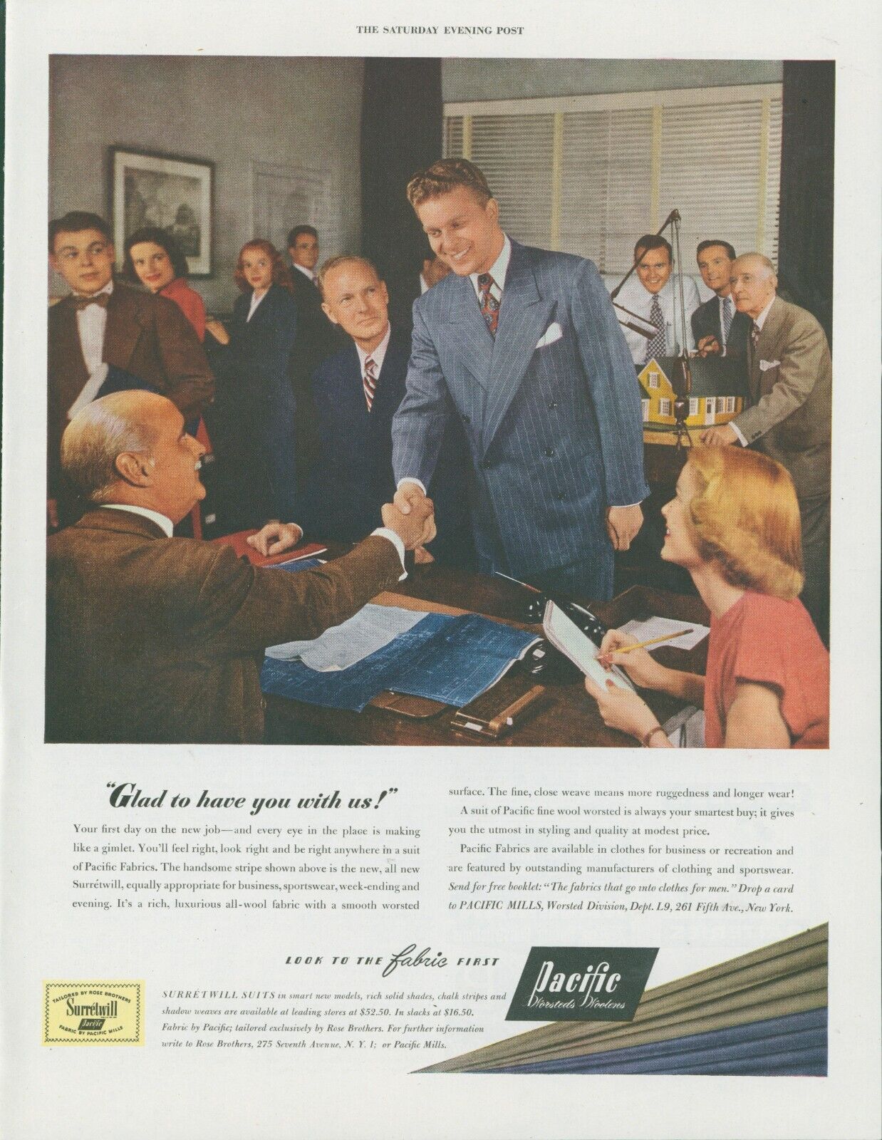 1948 Pacific Mills Architect Model Blueprints Job Interview Vtg Print Ad SP20