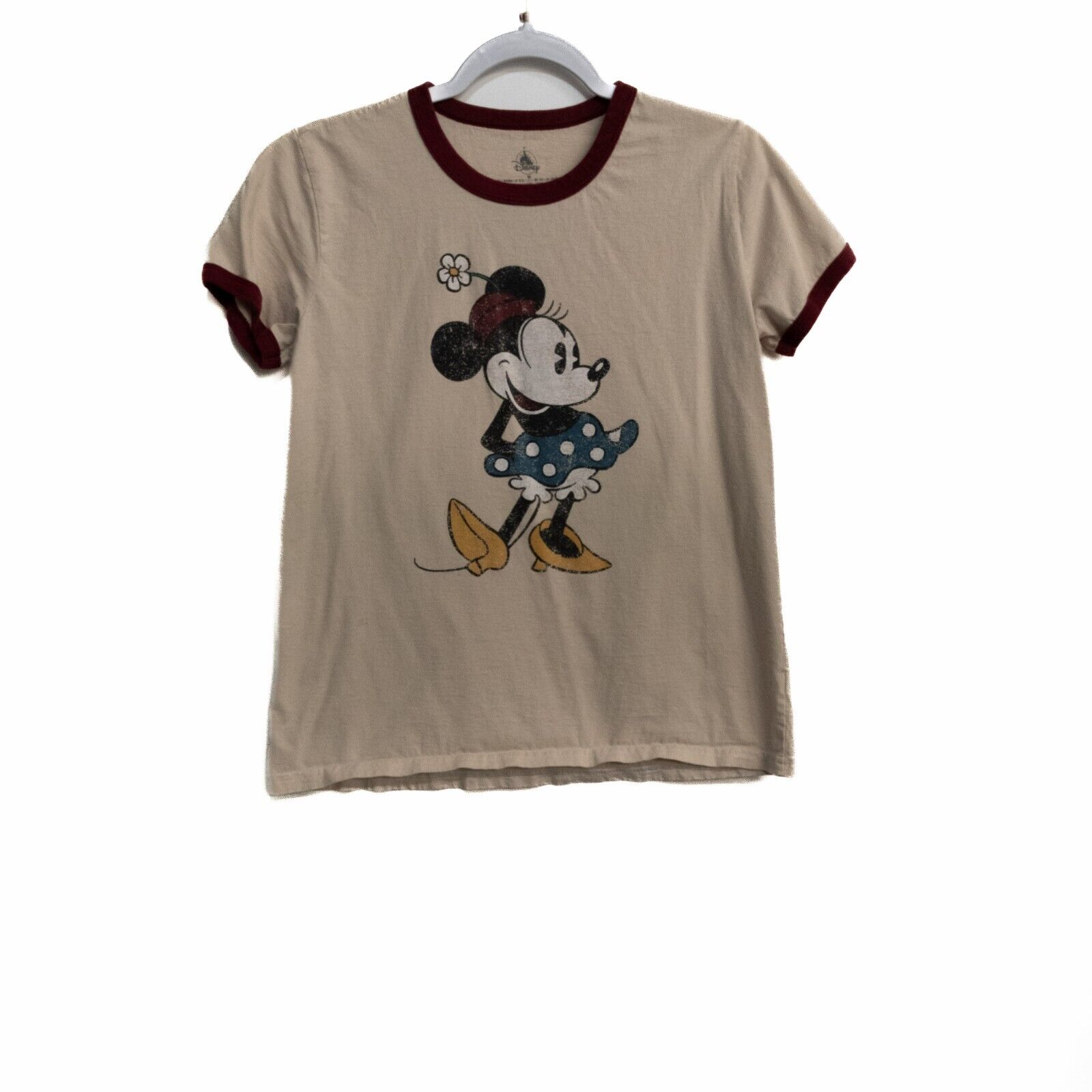 Disney Light Brown T Shirt Mickey Mouse Graphic Crewneck Pullover Short Sleeve M