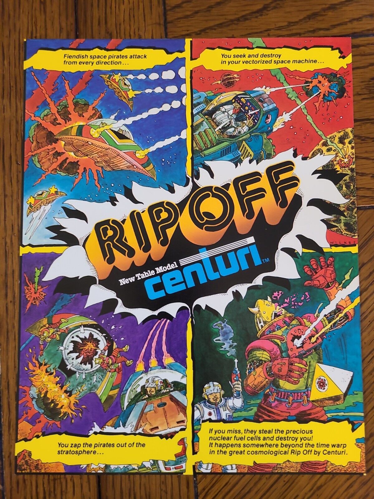 Original VINTAGE 11- 8 1/4\'\'. Rip Off Centuri  arcade video game AD FLYER