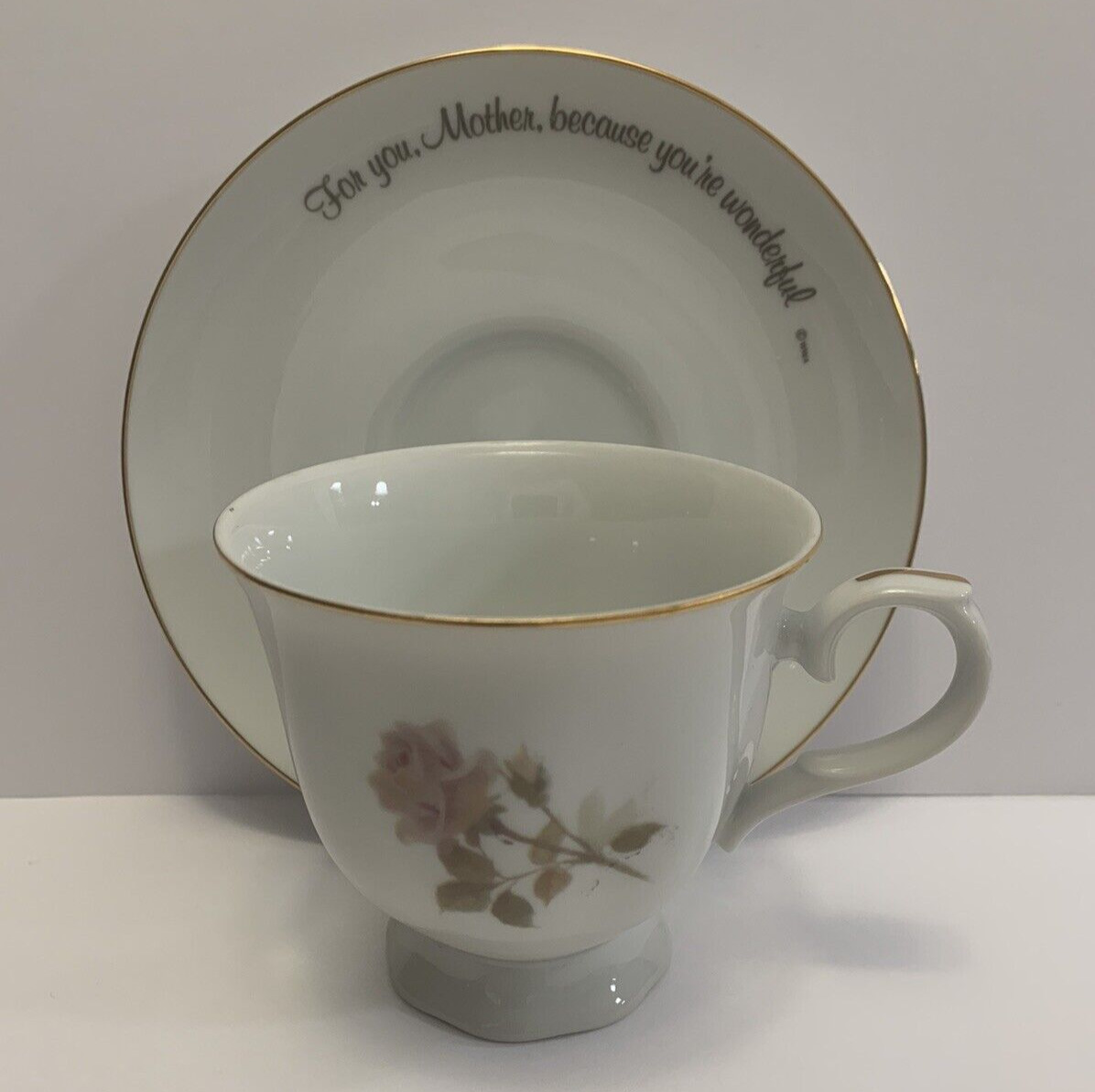 A Mothers Remembrance Porcelain Tea Coffee Cup Saucer Rose Designers Collection