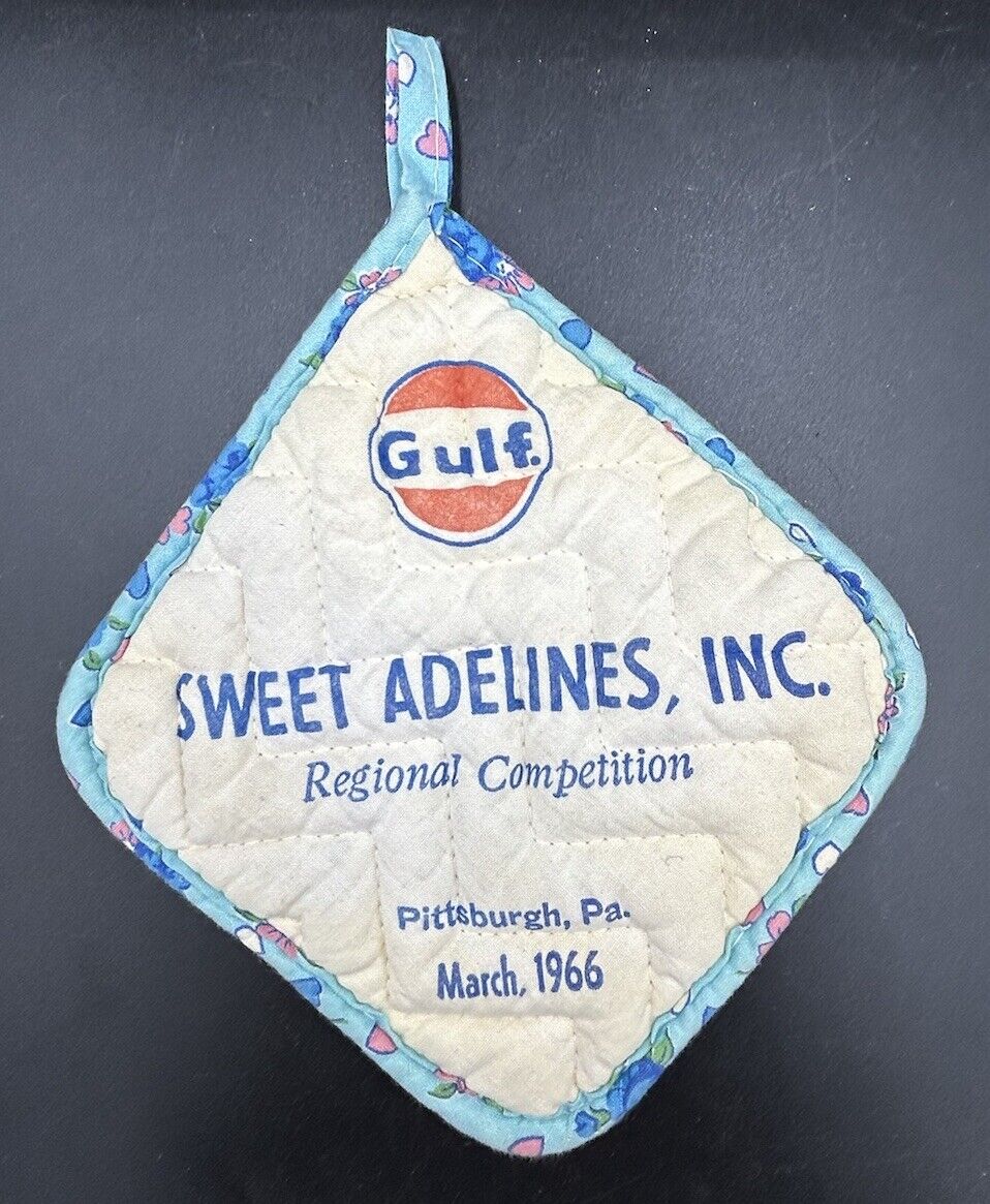 ORIGINAL VINTAGE 1960's GULF GASOLINE GULF OIL COMPANY POT HOLDER
