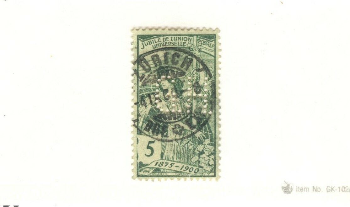 s1803 stamp FVF Switzerland used Scott Number 98 Perfin G.H. 