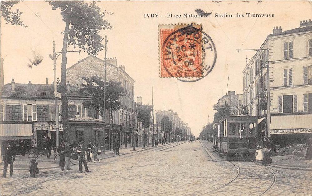 CPA 94 IVRY PLACE NATIONALE TRAMWAY STATION (Rare Picture