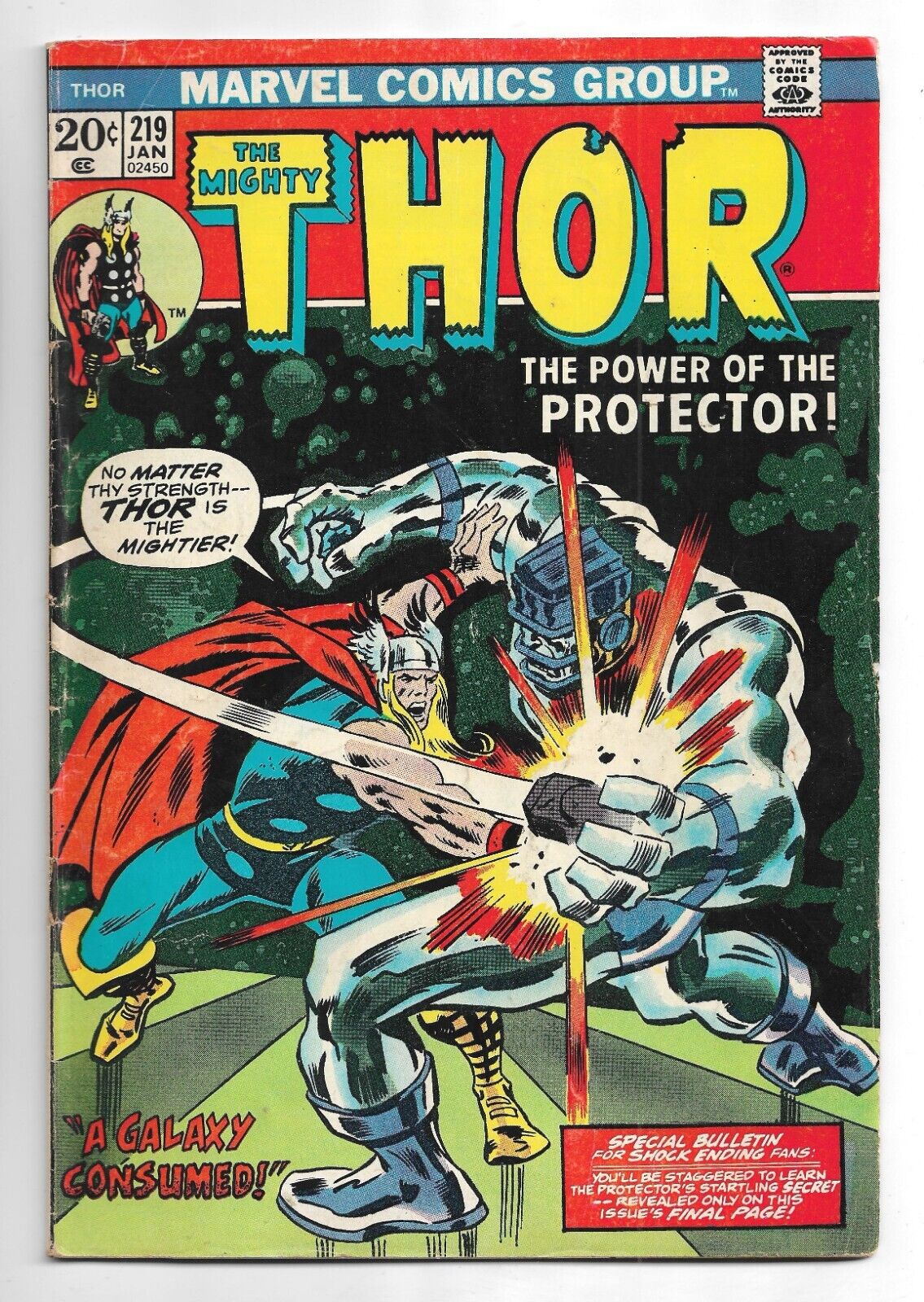 Thor #219 Marvel Comics 1974 John Buscema art / Balder / The Protector