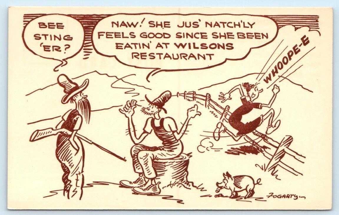 TOWNSEND, Tennessee TN ~ WILSONS RESTAURANT Fogarty Hillbilly Comic Postcard