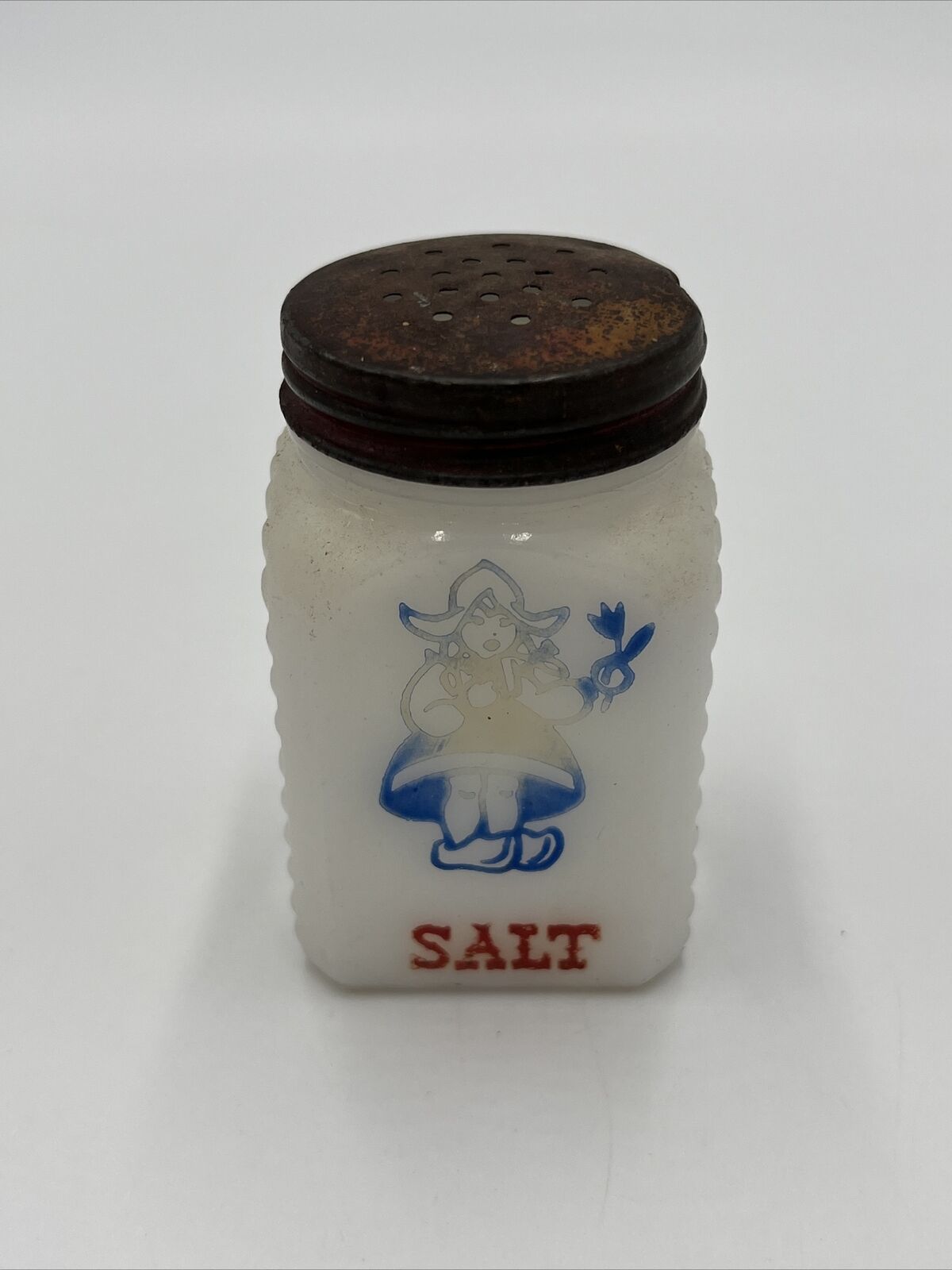 Vintage, Hazel Atlas Milk Glass Salt Shaker With Girl Logo 3\