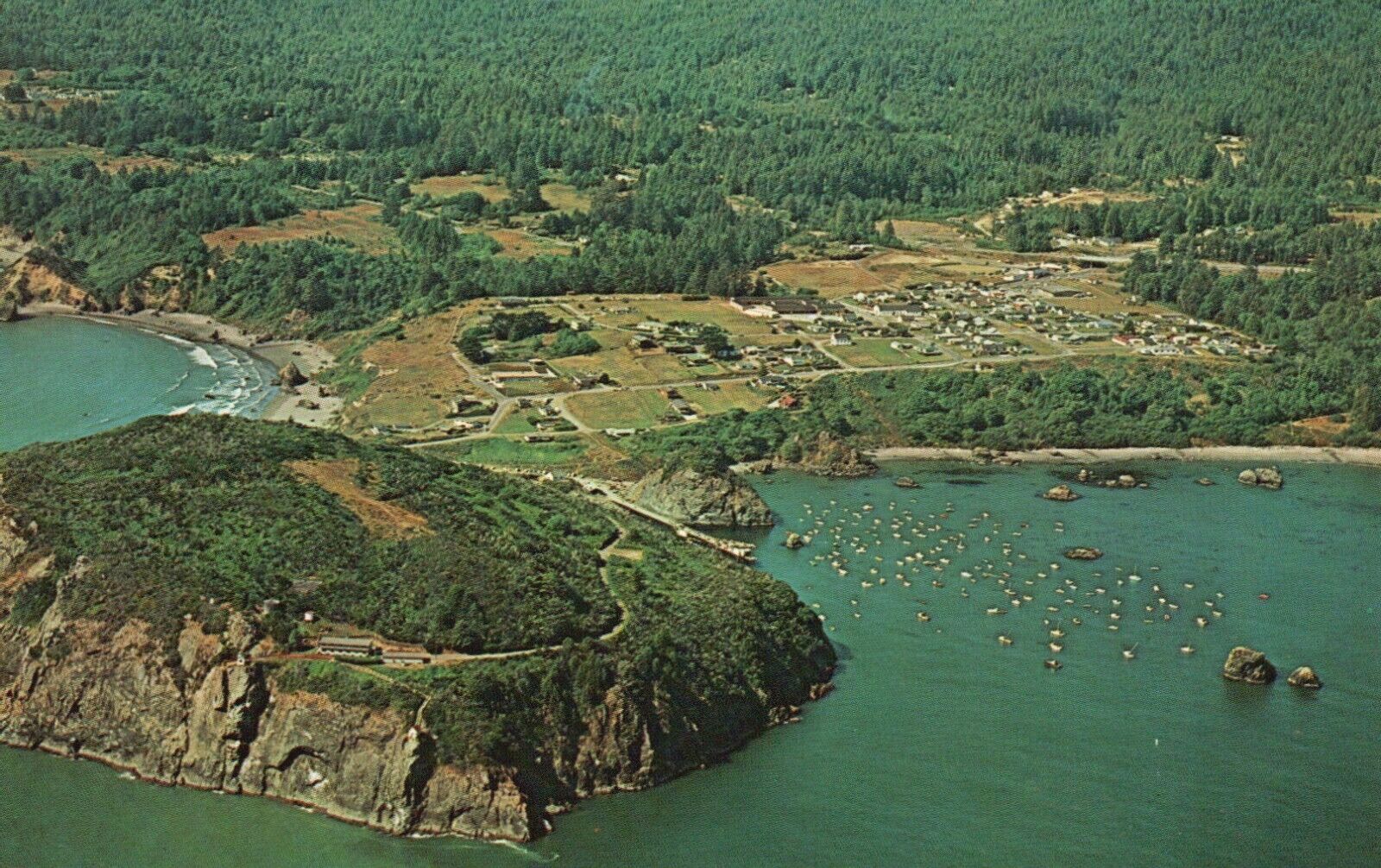 Postcard CA Trinidad Aerial View Sport Fishing Center of West Vintage PC J8857