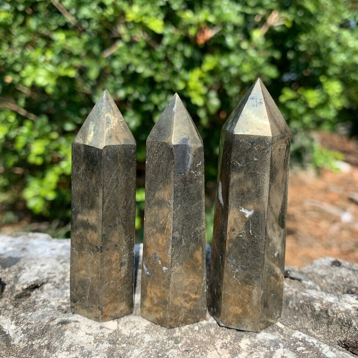 Natural Gray Pyrite Point Obelisk Crystal Tower Decoration Home Decoration