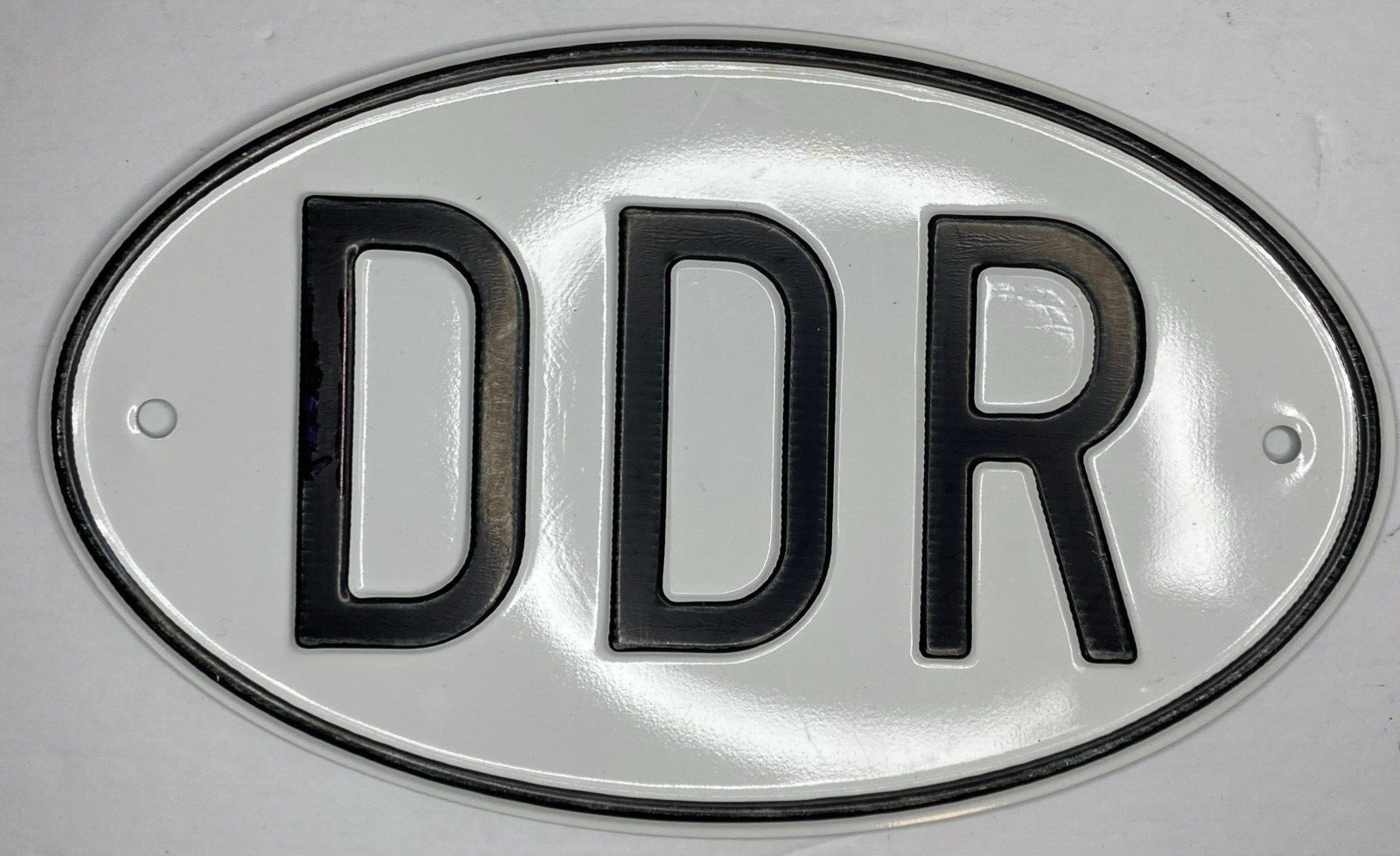 DDR White Oval Auto License Plate German Democratic Republic E. Germany (Soviet)