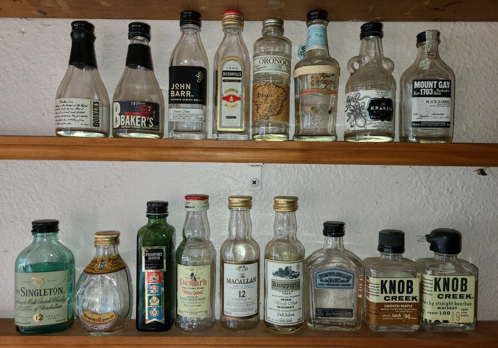 Lot of 21 Unique Vintage Mini Liquor Bottles Miniatures Empty - Whiskey & Rum