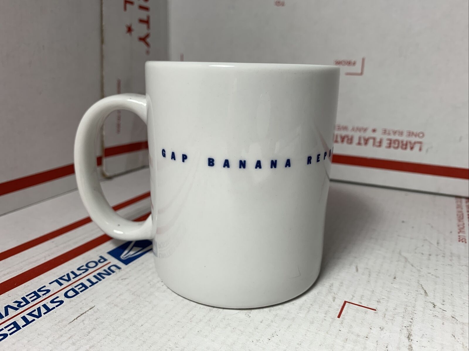 The GAP Babygap Banana Republic White Ceramic Coffee Mug Corporate Promo Advert