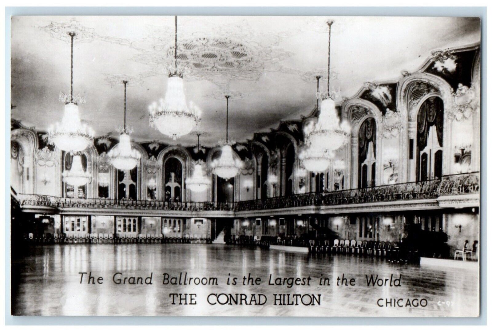 c1930's Conrad Hilton Grand Ballroom Chicago IL RPPC Photo Unposted Postcard