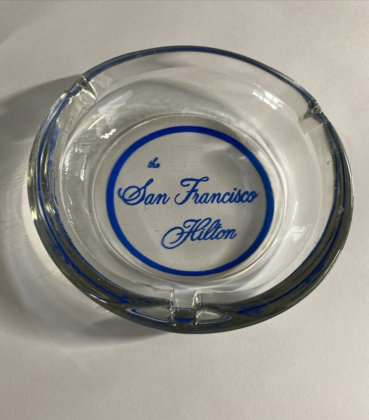 Vintage The San Francisco Hilton Hotel California Glass Ashtray