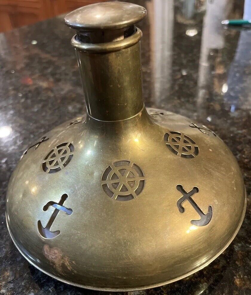 Vintage Nautical Maritime Brass Flask/Decanter, 6.5” By 6”