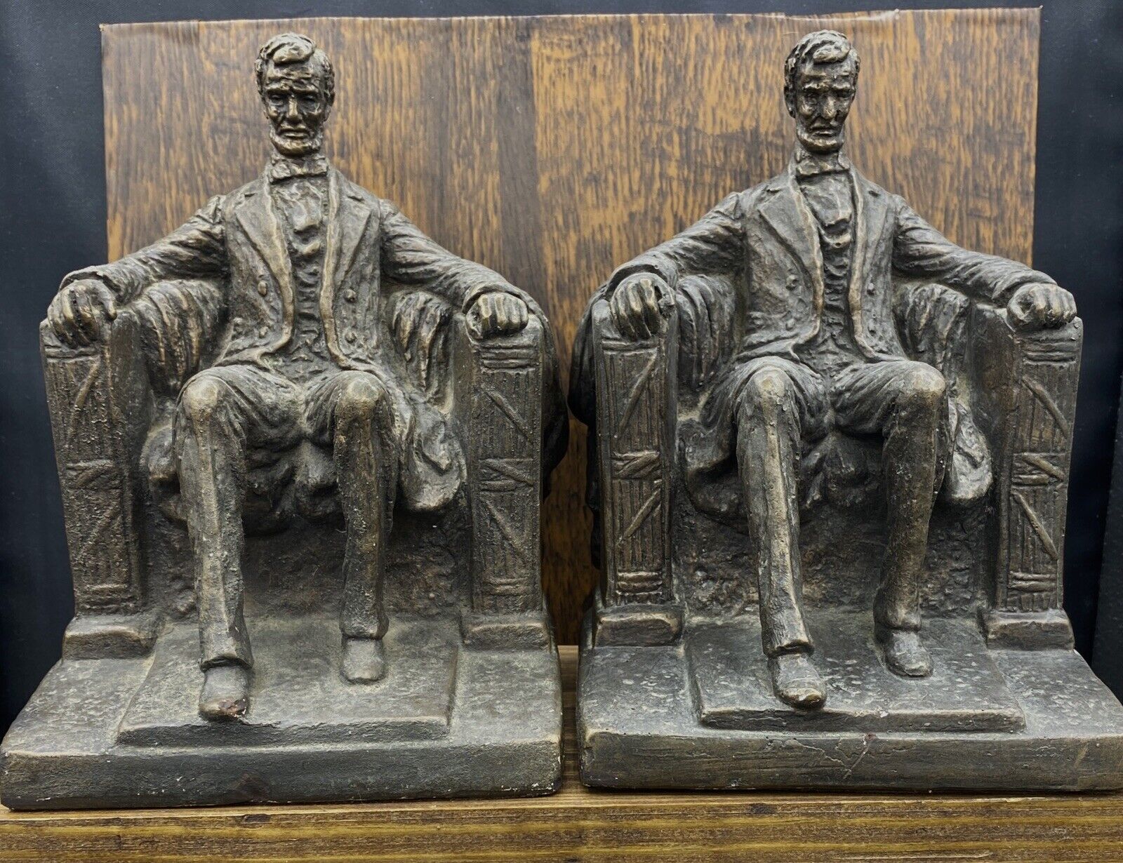 Vintage 1971 Seated Abraham Lincoln Bookends Book Ends Austin Productions