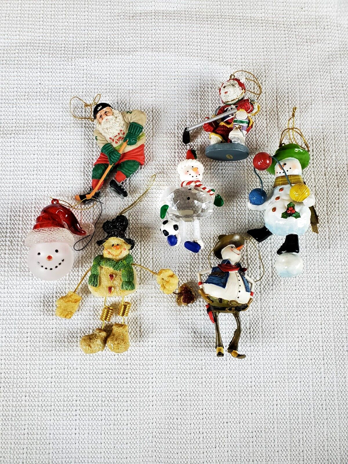 Vintage Lot of 7 Christmas ornaments Santas and Snowmen Assorted