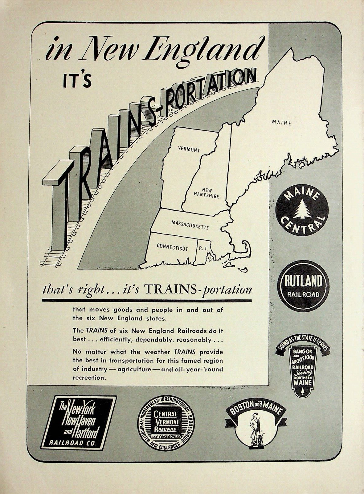 1950-51 IN NEW ENGLAND IT'STRAINSPORTATION 8 1/2