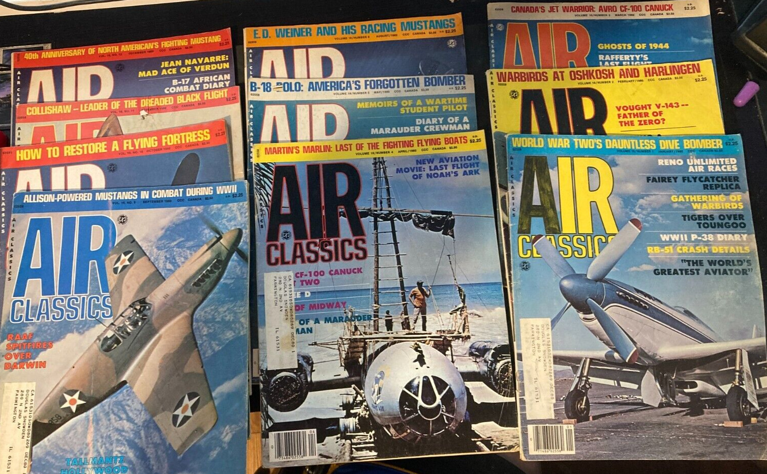 Lot 10 AIR CLASSICS Magazines All 1980, Missing June + July