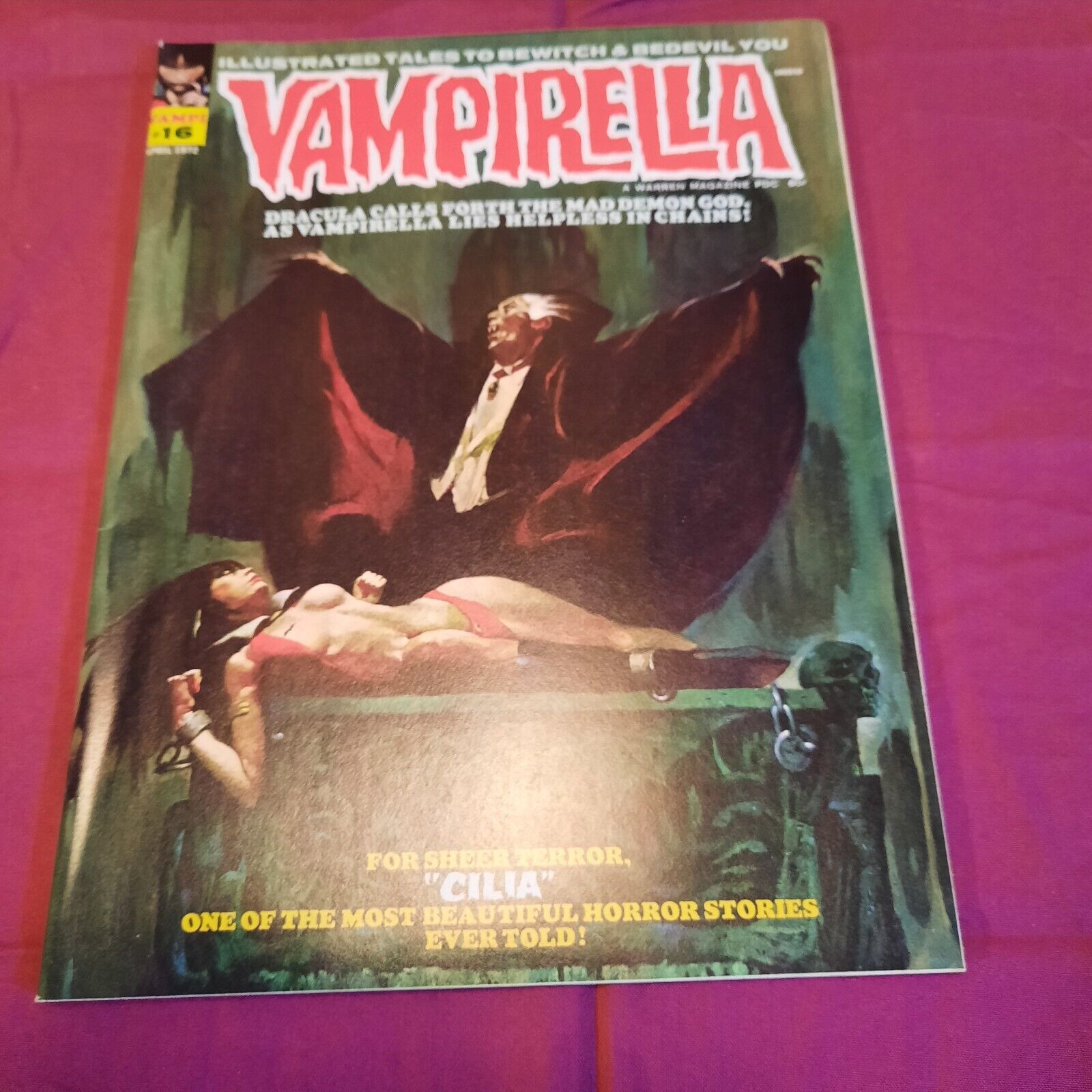 Vampirella #16 VF-  Sanjulian Cover Art, Vintage Warren Magazine 1972