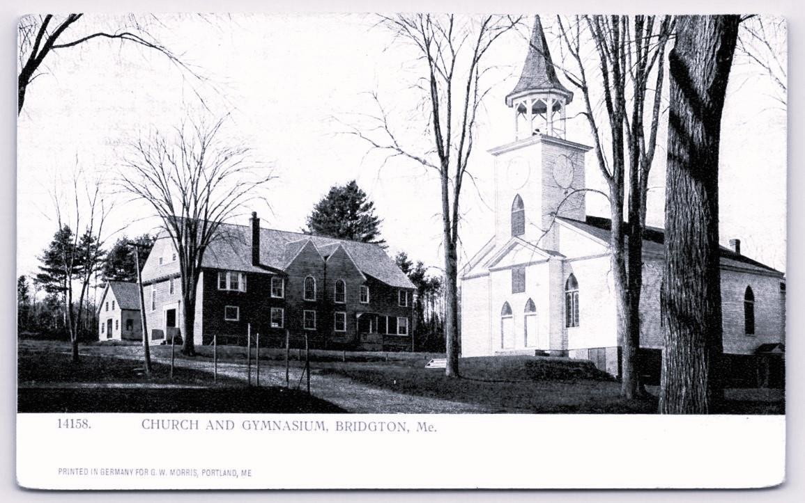 BRIDGTON, Maine ME ~ CHURCH and GYMNASIUM c1900s Cumberland County Postcard