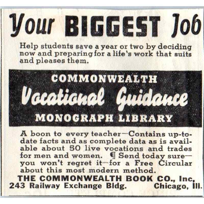 The Commonwealth Book Co Chicago IL 1930s Magazine Advertisement AE4-I2