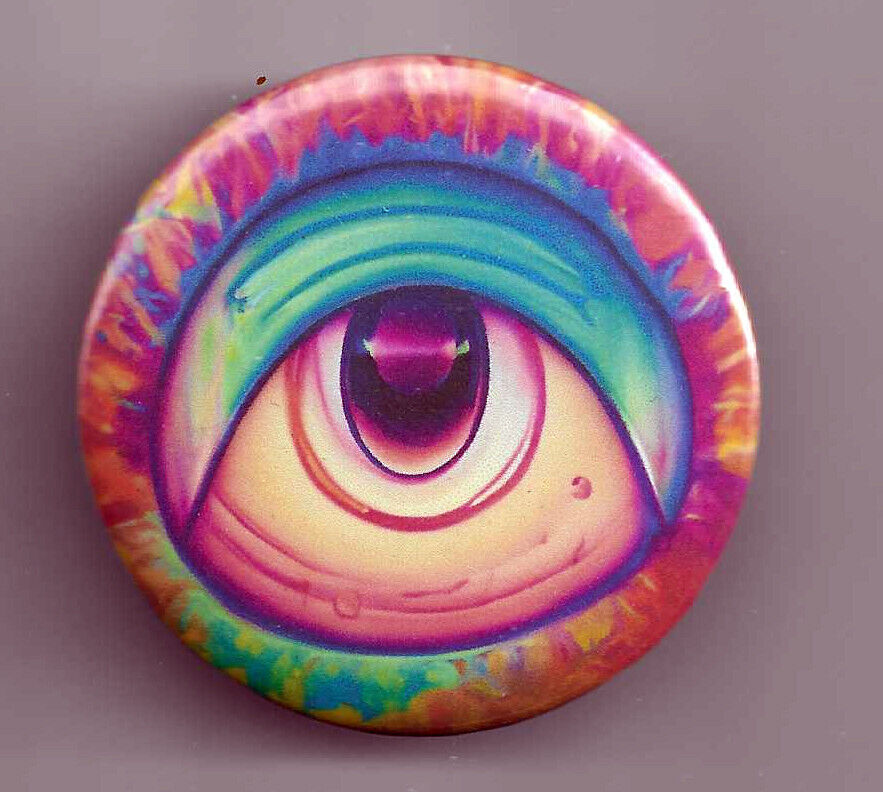 Retro  Repro Trippy Hippie Eyeball Button 2.25\