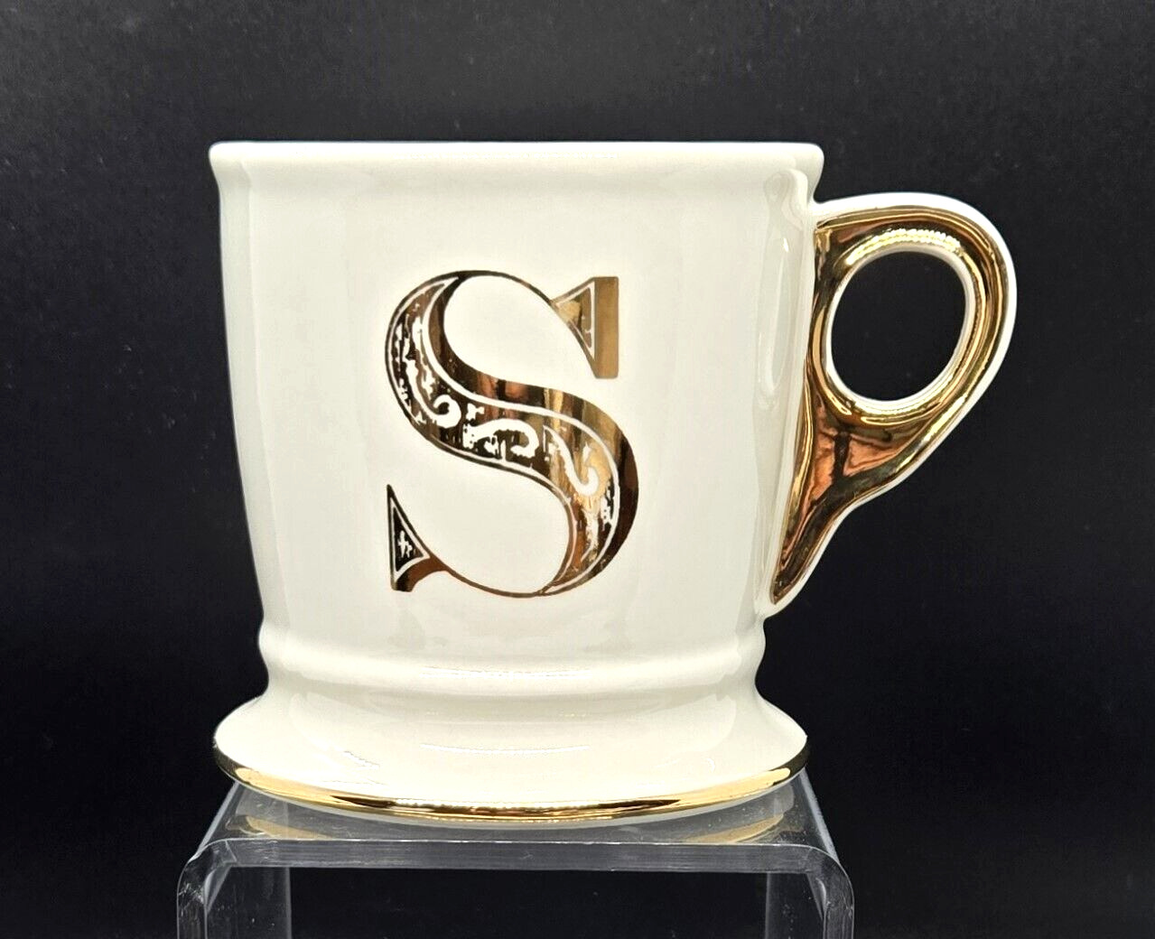 Anthropologie Shaving Mug / Coffee Cup - Gold Monogram / Initial / Letter S