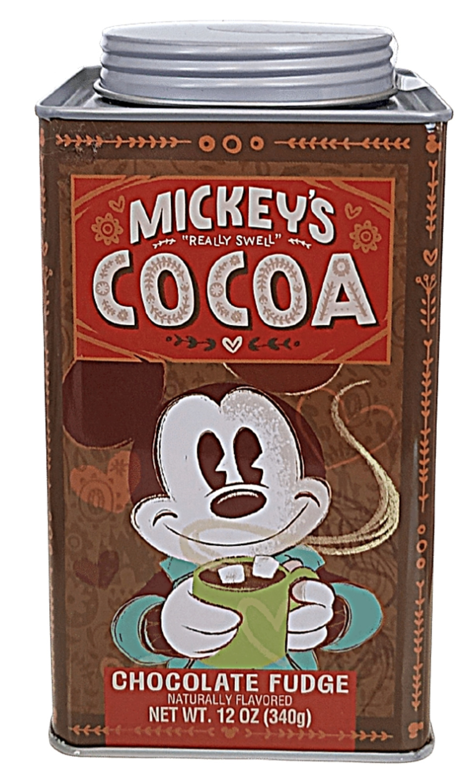 New Disney Parks Mickey\'s Really Swell Hot Cocoa Chocolate Fudge 12oz Metal Tin
