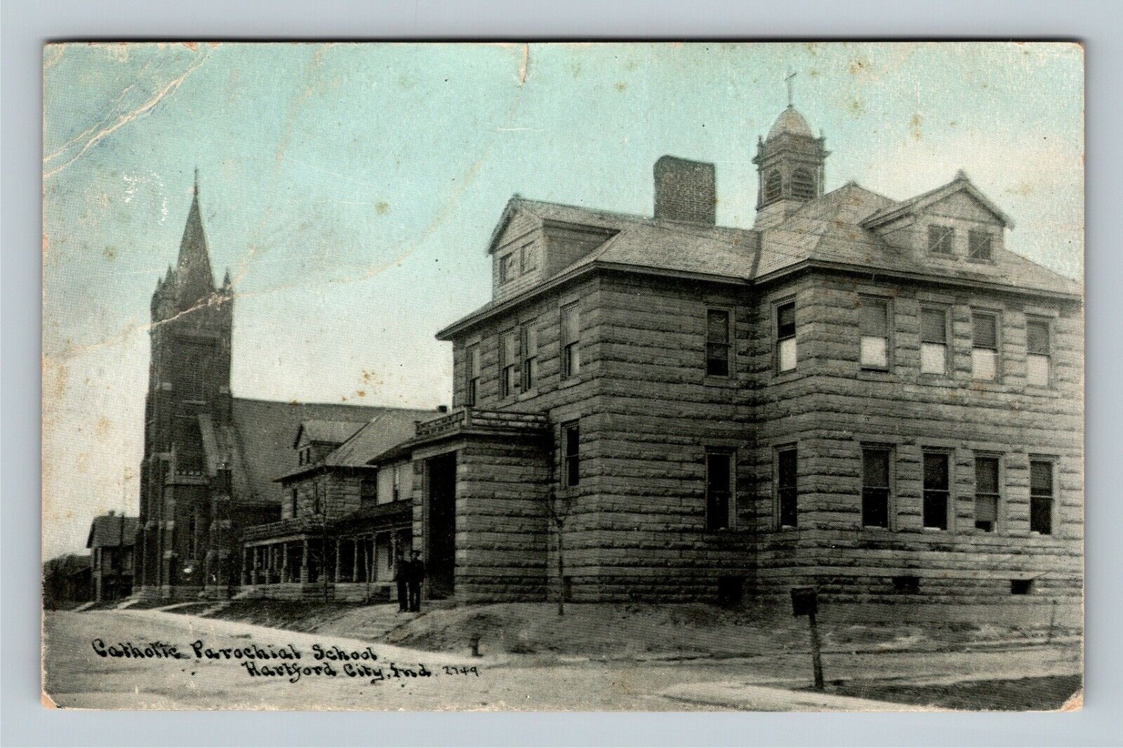 Hartford City IN-Indiana, Catholic Parochial School, c1909 Vintage Postcard