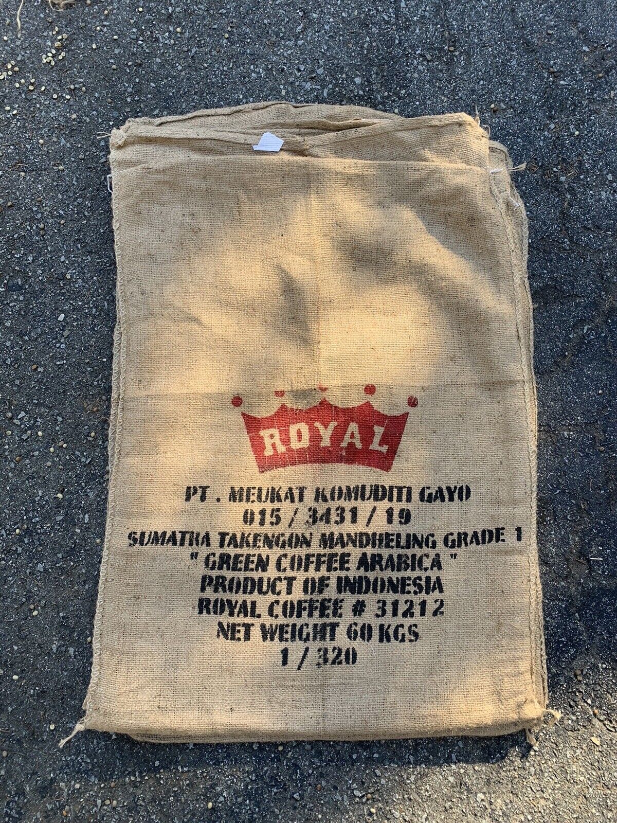 Large Burlap/Jute Coffee Bean Bags 60 KG Royal \