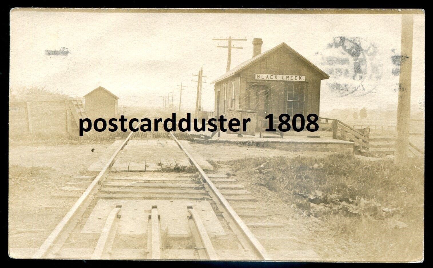 BLACK CREEK Ontario 1907 Train Station. Real Photo Postcard