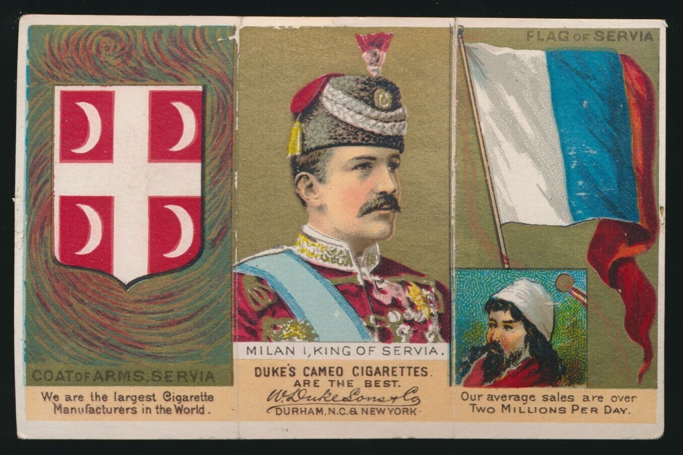 1888 N126 Duke's Cameo Cigarettes RULERS -Servia (King Milan Obrenovic I)