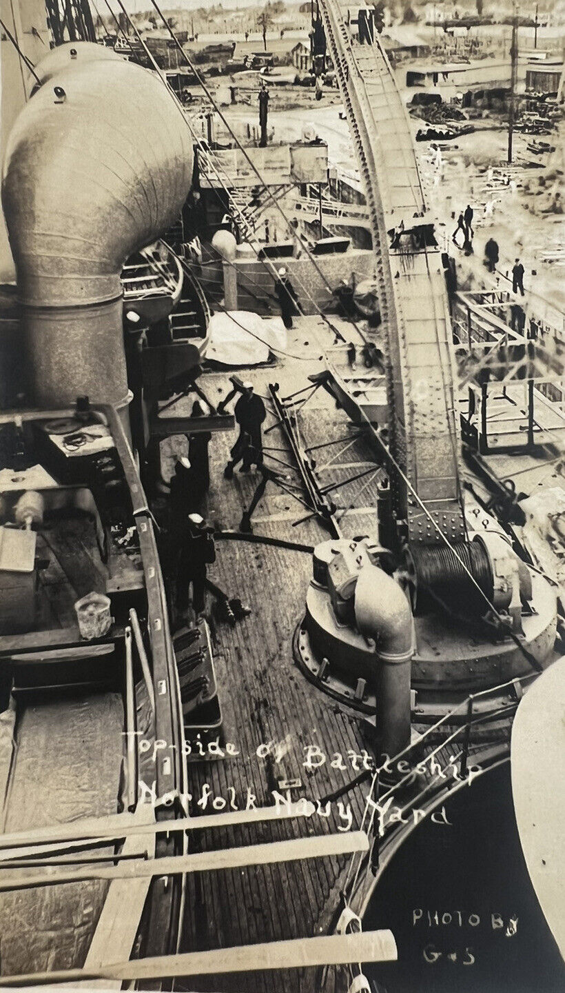 Iconic WWI RPPC Norfork Us Navy Shipyard ￼World War 1 postcard Photo