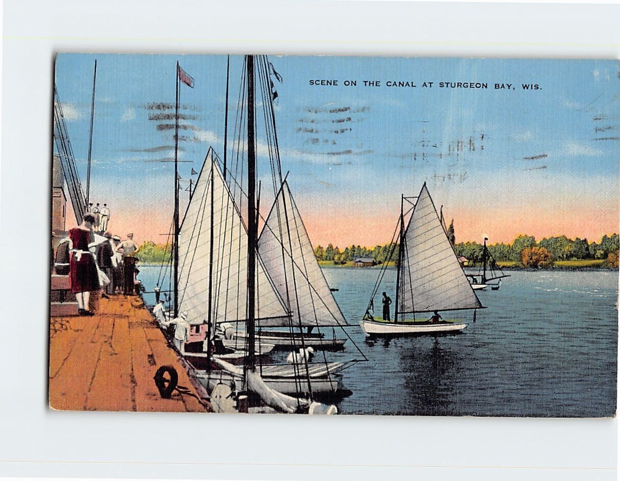 Postcard Scene on the Canal at Sturgeon Bay Wisconsin USA