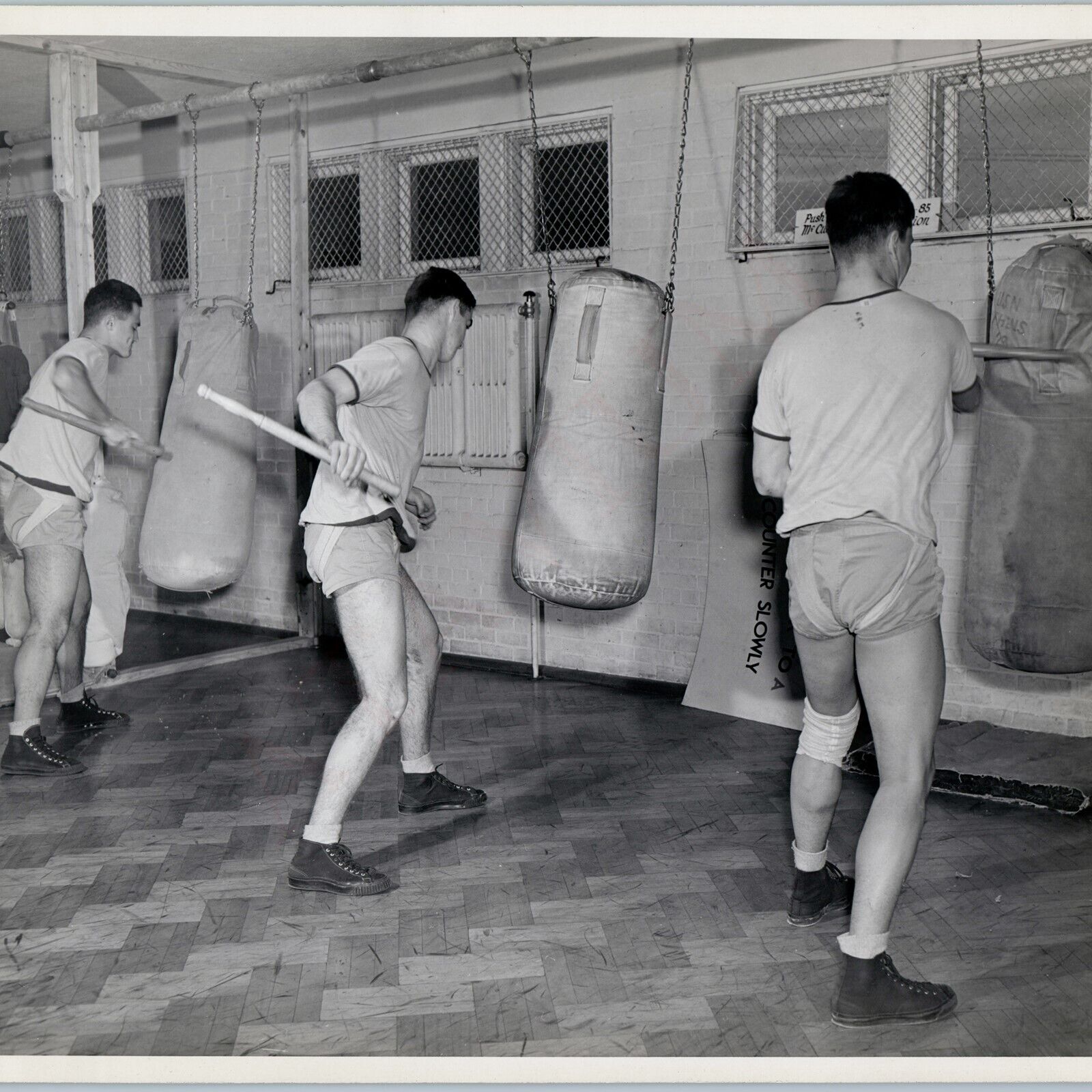 c1940s Athens, GA Navy Pre-Flight Aviation School Official Photo Training Gym 1S