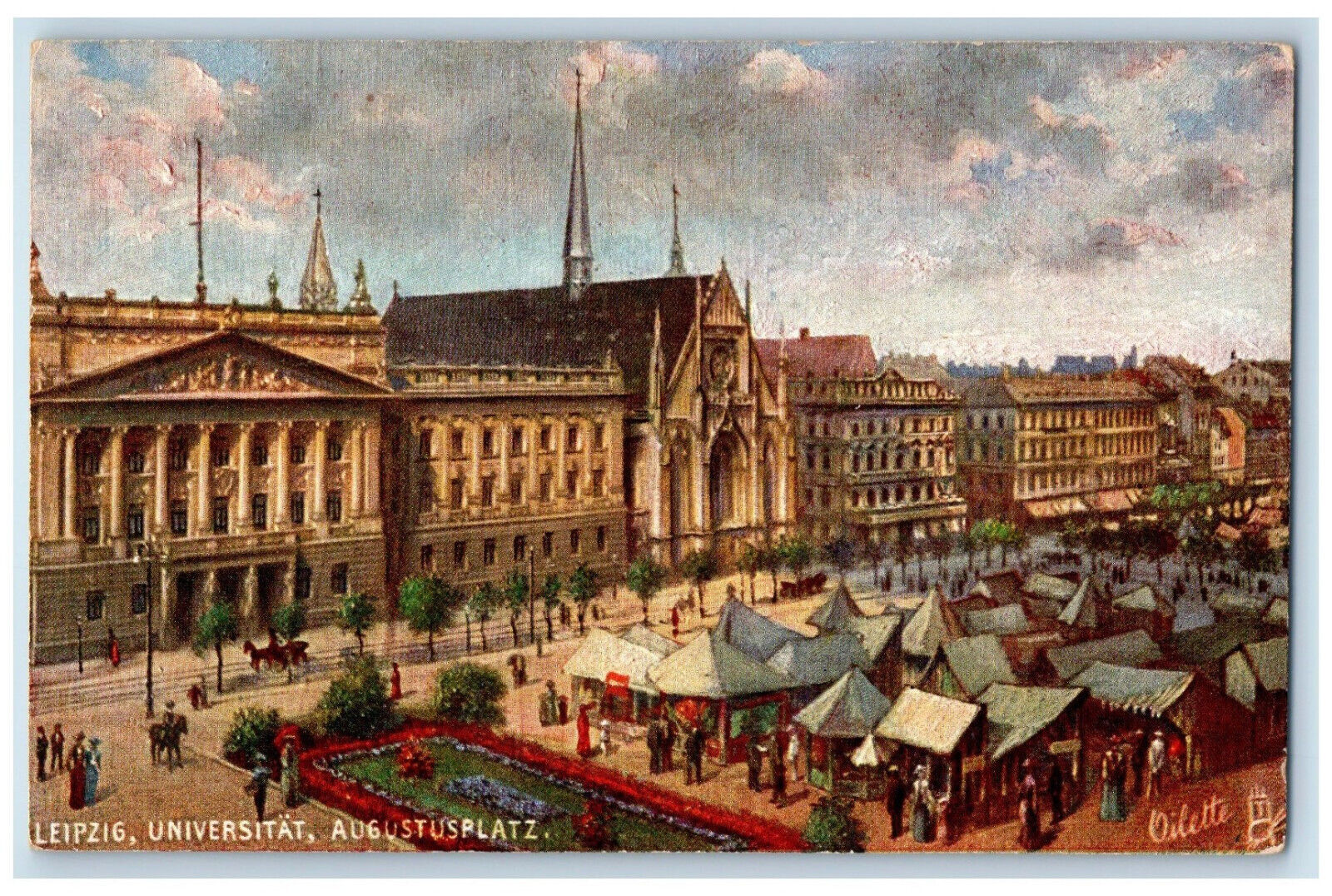 c1910 Leipzig Universitat, Augustusplatz Germany Oilette Tuck Art Postcard