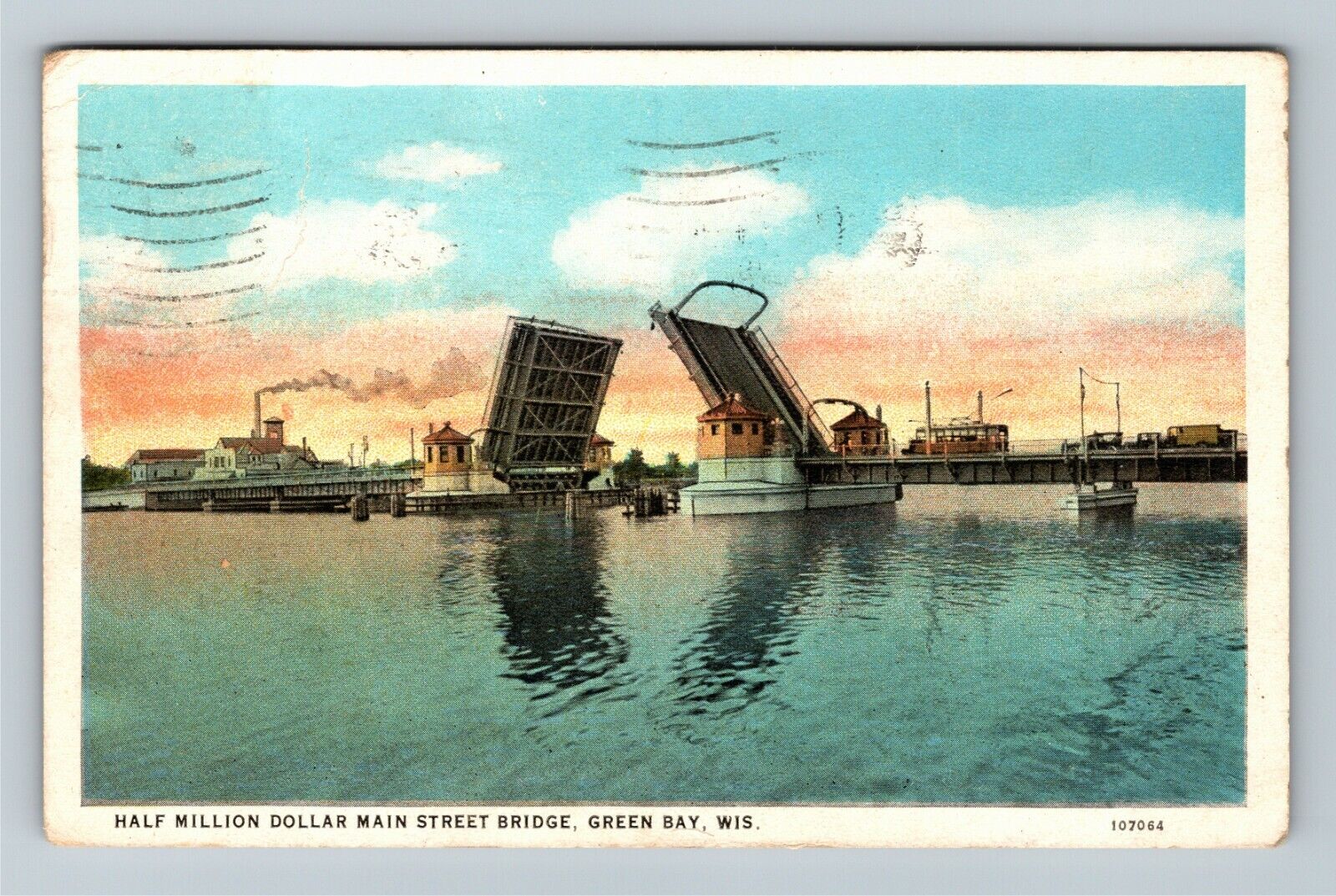 Green Bay WI-Wisconsin, Half Million Dollar Bridge, c1930 Vintage Postcard