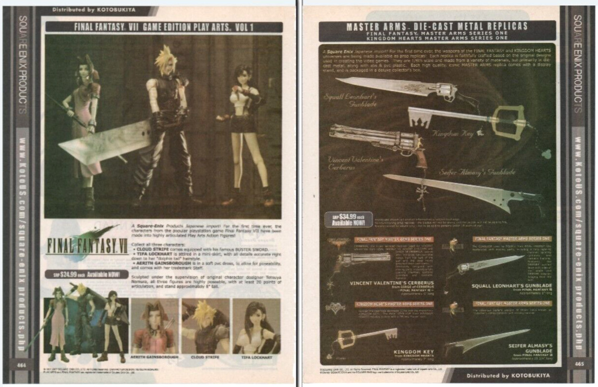 Final Fantasy VII Game Edition FF7 Action Figures - 2007 Toys 2 PG PRINT AD