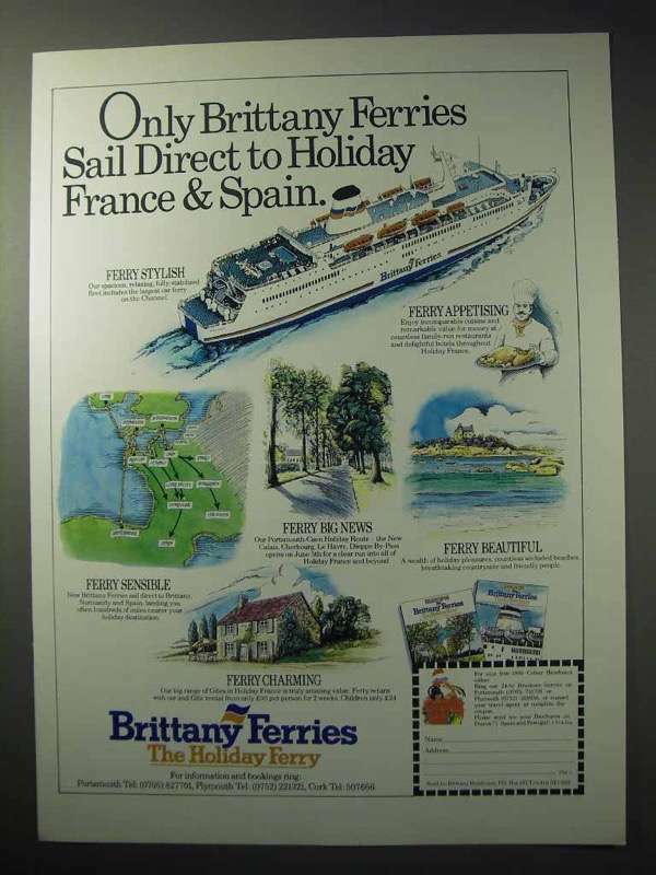 1986 Brittany Ferries Ad - Sail Direct to Holiday