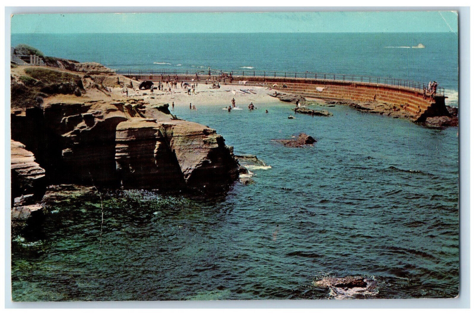 1971 Breakwater Forming Children\'s Pool La Jolla California CA Postcard