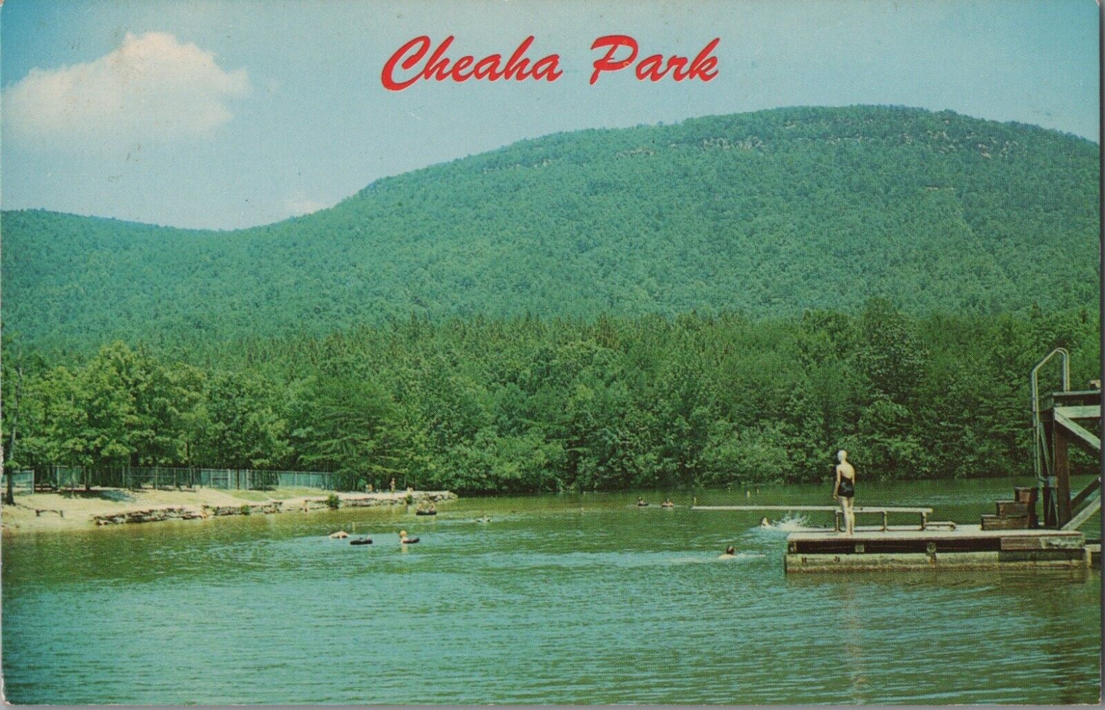Cheaha State Park Swimming Lake Dock Delta AL Alabama Vintage Chrome Postcard