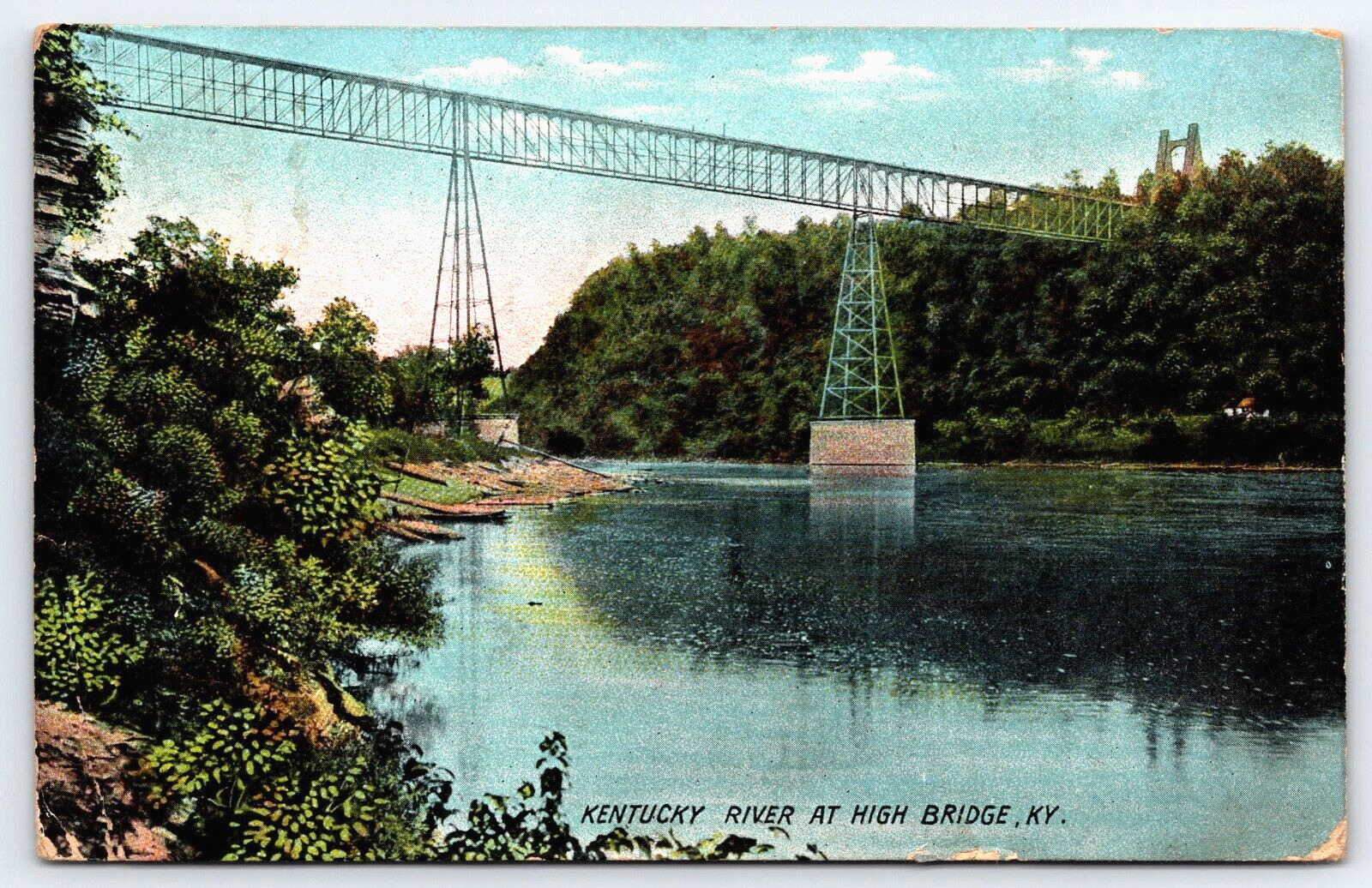 Original Old Vintage Antique Postcard Kentucky River High Bridge, Kentucky 1908