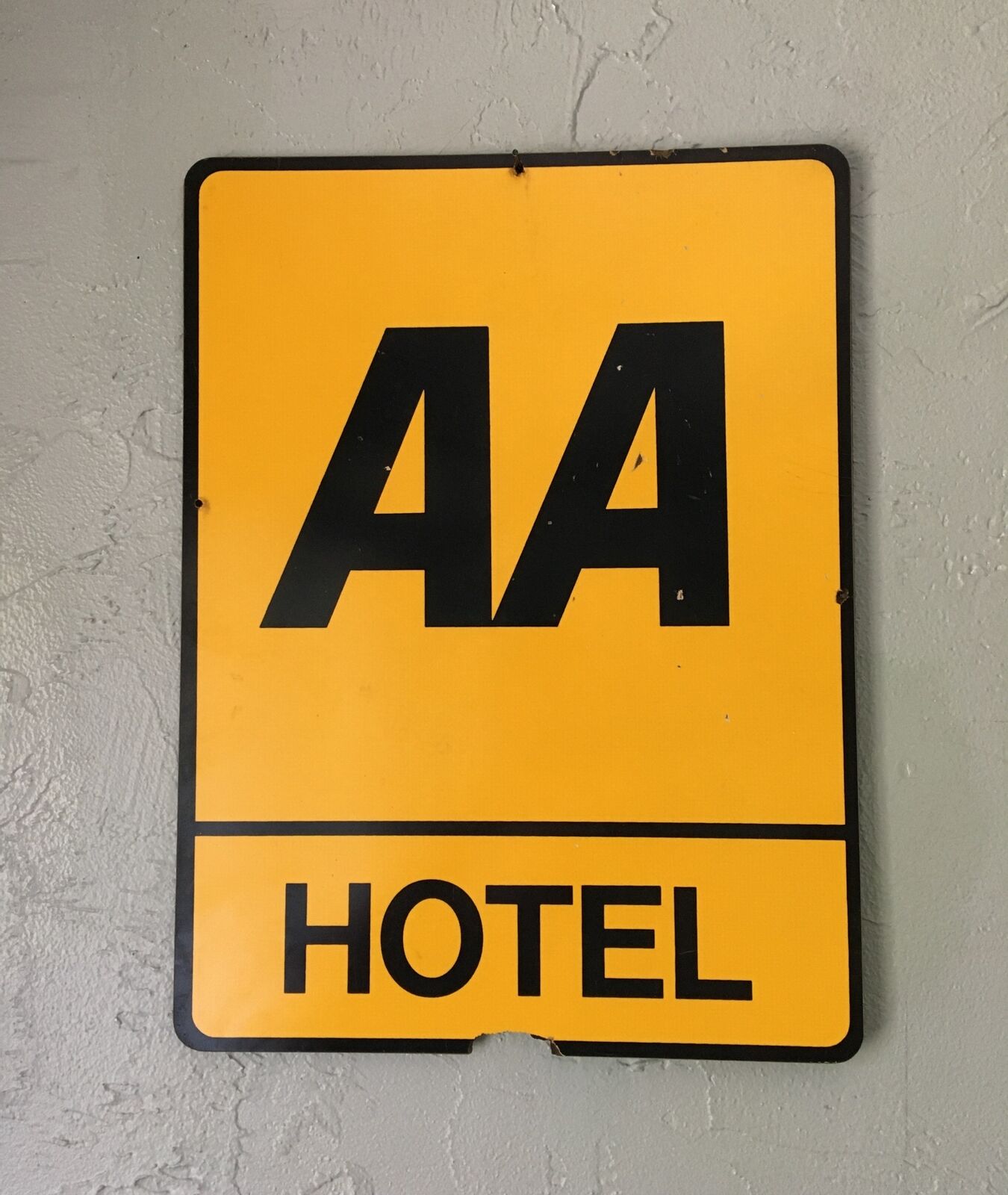 Vintage AA HOTEL SIGN Original Building Hard Resin 16” X 12” RARE UK AUTOMOBILIA