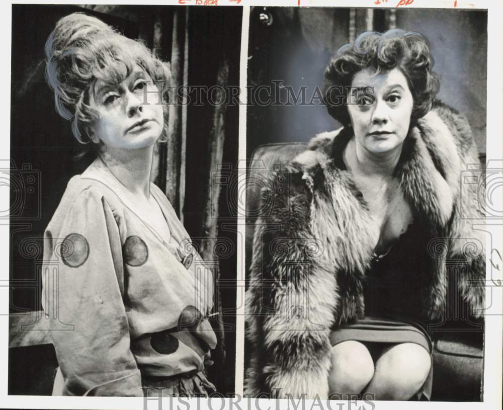 1966 Press Photo Kate Reid in her two roles in the play, \
