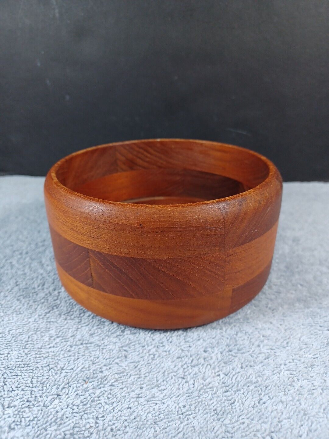 Vintage 60s Bowl Staved Wood Kjeni Danish Mid Century Scandinavian Design 5.25\